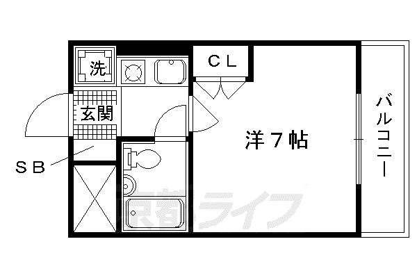 サンハイツ大新(1K/3階)の間取り写真