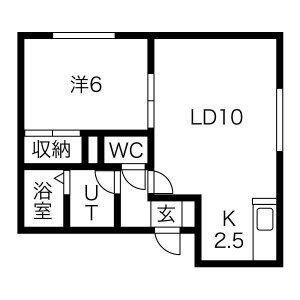 ジュピター白石中央II(1LDK/3階)の間取り写真