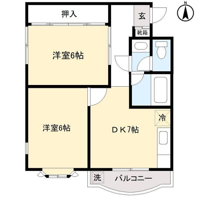 コーポ春日(2DK/2階)の間取り写真