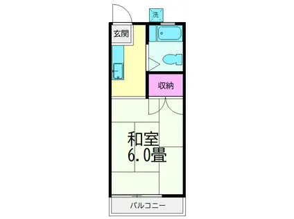 せんぞくトキワコーポ(ワンルーム/2階)の間取り写真
