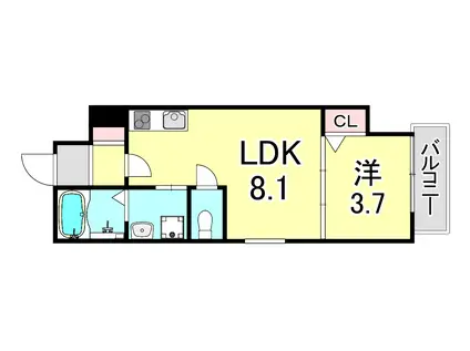 TERAS KOROEN(1LDK/3階)の間取り写真