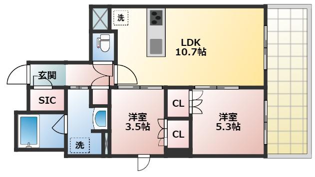 パークアクシス仙台西公園(2LDK/2階)の間取り写真