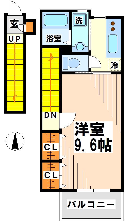 ベルフォーレ参番館(1K/2階)の間取り写真