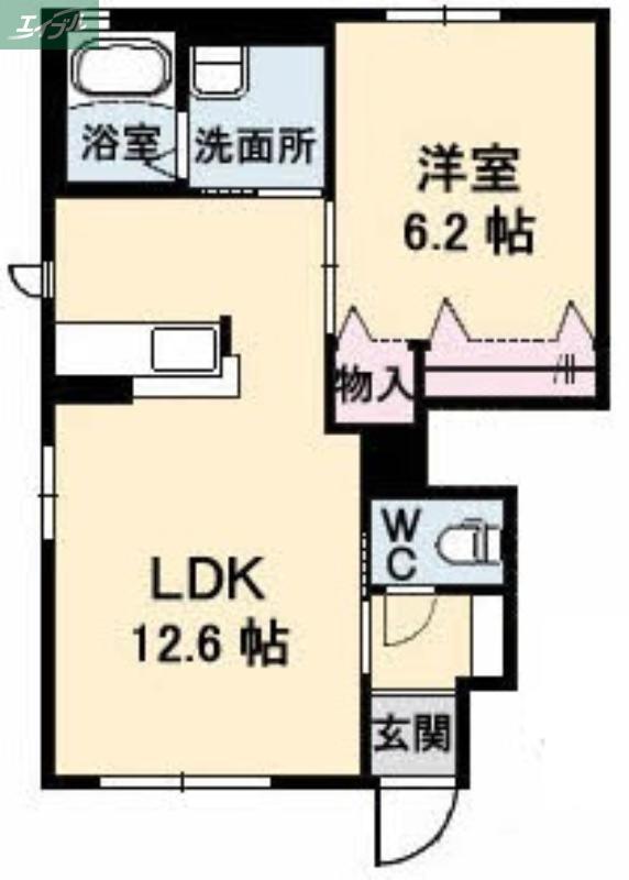 ラ・パルテール旭川 参番館(1LDK/1階)の間取り写真