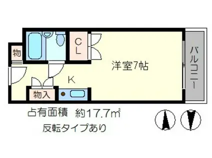 おおきに百万遍サニーアパートメント(1K/6階)の間取り写真
