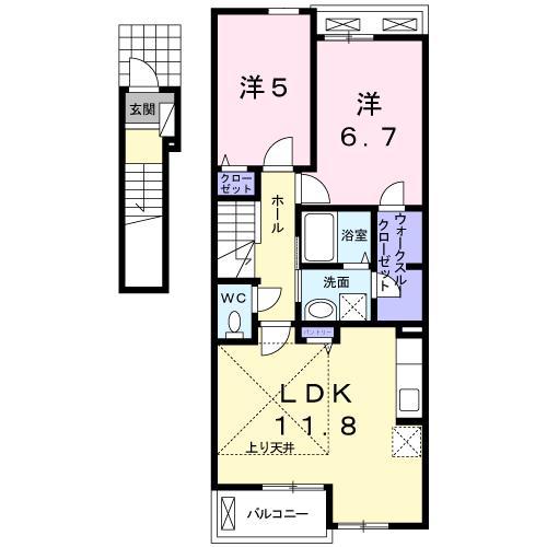 M・プラム II(2LDK/2階)の間取り写真