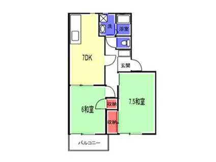 カーサルミネール(2DK/2階)の間取り写真