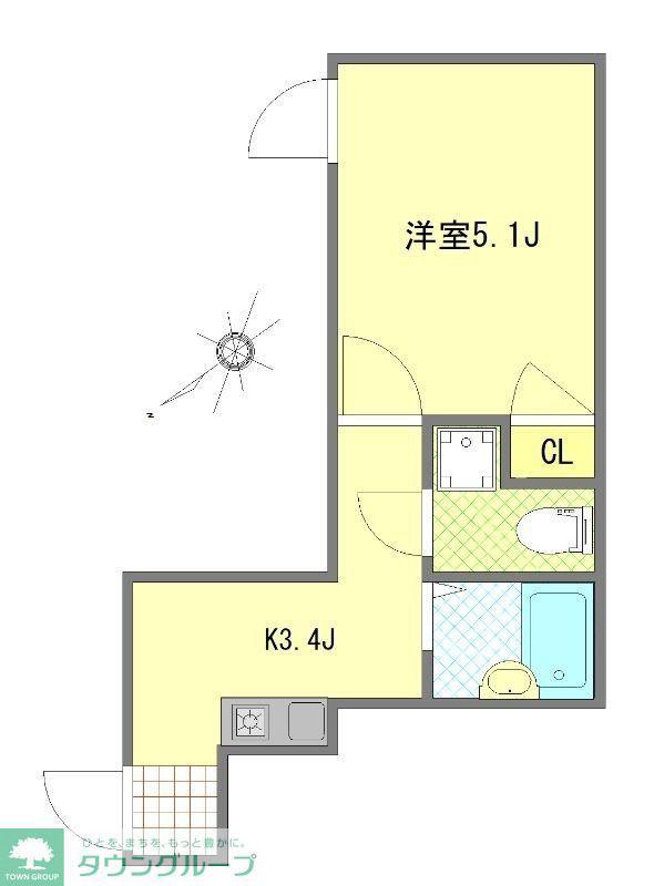 NEXUS綾瀬(1K/2階)の間取り写真