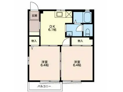 グランメール(2DK/2階)の間取り写真