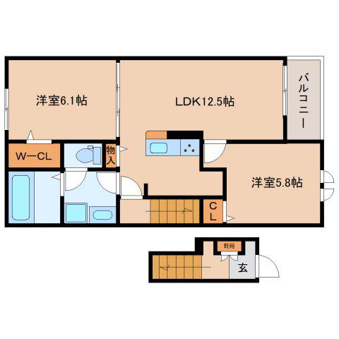 エスタシオンコート(2LDK/2階)の間取り写真