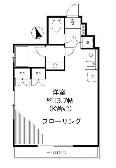 麻布イーストコート(ワンルーム/5階)の間取り写真