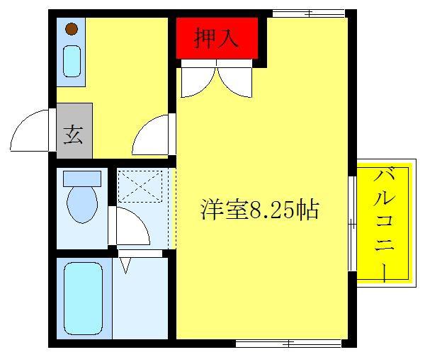 コーポカキザキ(1K/1階)の間取り写真