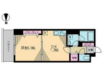 クレドラテース白河(1DK/4階)の間取り写真