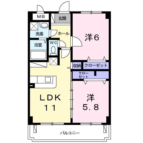 メゾン美希(2LDK/3階)の間取り写真