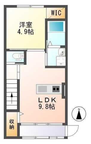 ディセット ル クール(1LDK/2階)の間取り写真
