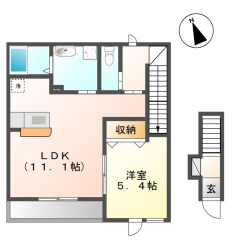 ワイズスクエア92(1LDK/2階)の間取り写真
