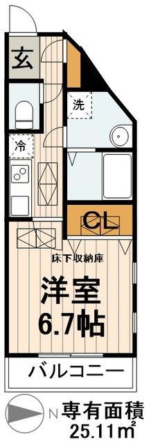 フジックス西日暮里(1K/9階)の間取り写真