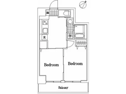ファーストクラス吉野町(2DK/6階)の間取り写真