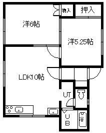 日成マンションB(2LDK/2階)の間取り写真