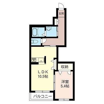 アトリエール(1LDK/1階)の間取り写真