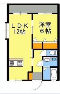 トレゾアII(1LDK/2階)の間取り写真