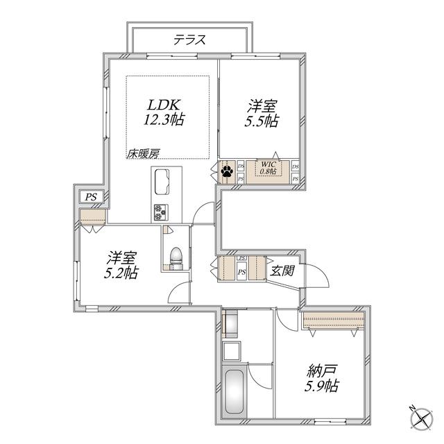 ENCORE MANOR (2SLDK/1階)の間取り写真