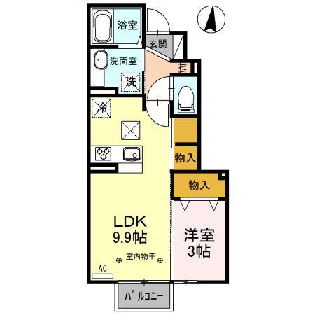 ＪＲ宇都宮線 宇都宮駅 バス乗車時間：20分 最寄りバス停で下車 徒歩5分 2階建 築10年(1LDK/1階)の間取り写真