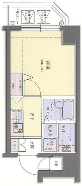 ロアール北新宿(1K/6階)の間取り写真