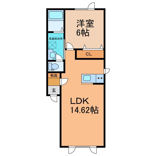 レジデンスやまと六号館(1LDK/2階)の間取り写真
