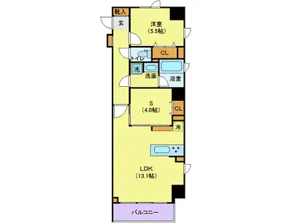 レーヴ半蔵門(1SLDK/2階)の間取り写真