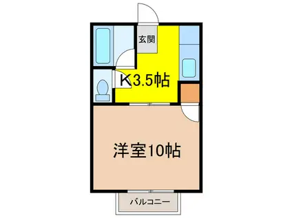 ソシノハイツ(1K/2階)の間取り写真