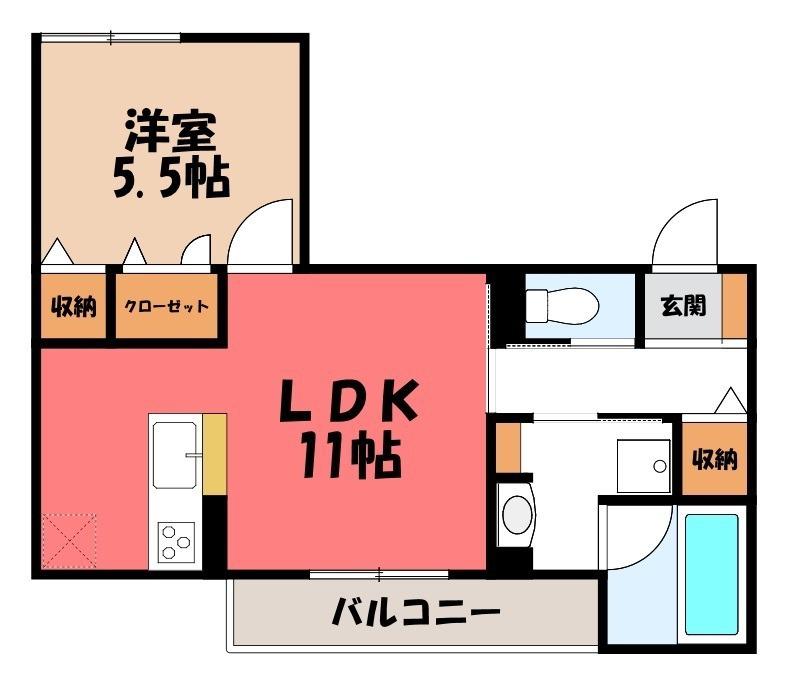 ブルーレインハウス(1LDK/2階)の間取り写真