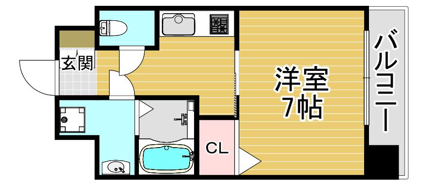 S-RESIDENCE福島GRANDE(1K/2階)の間取り写真