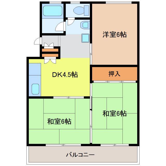 第2大幸ハイツ(3DK/2階)の間取り写真