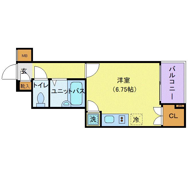 パレ・ホームズ一橋学園(1K/4階)の間取り写真