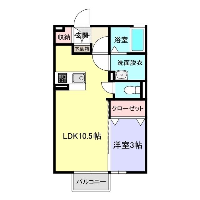 ラシェリールI(1LDK/1階)の間取り写真