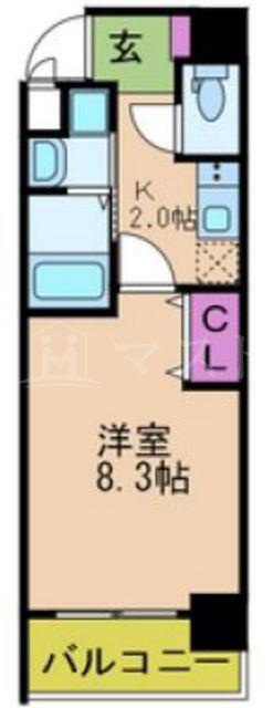 プレジオ中之島(1K/5階)の間取り写真