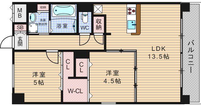 ビビアンパレス桜川公園(2LDK/7階)の間取り写真