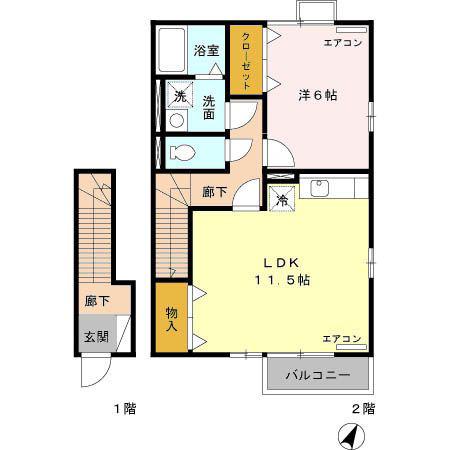 ジュンキャッスル(1LDK/2階)の間取り写真