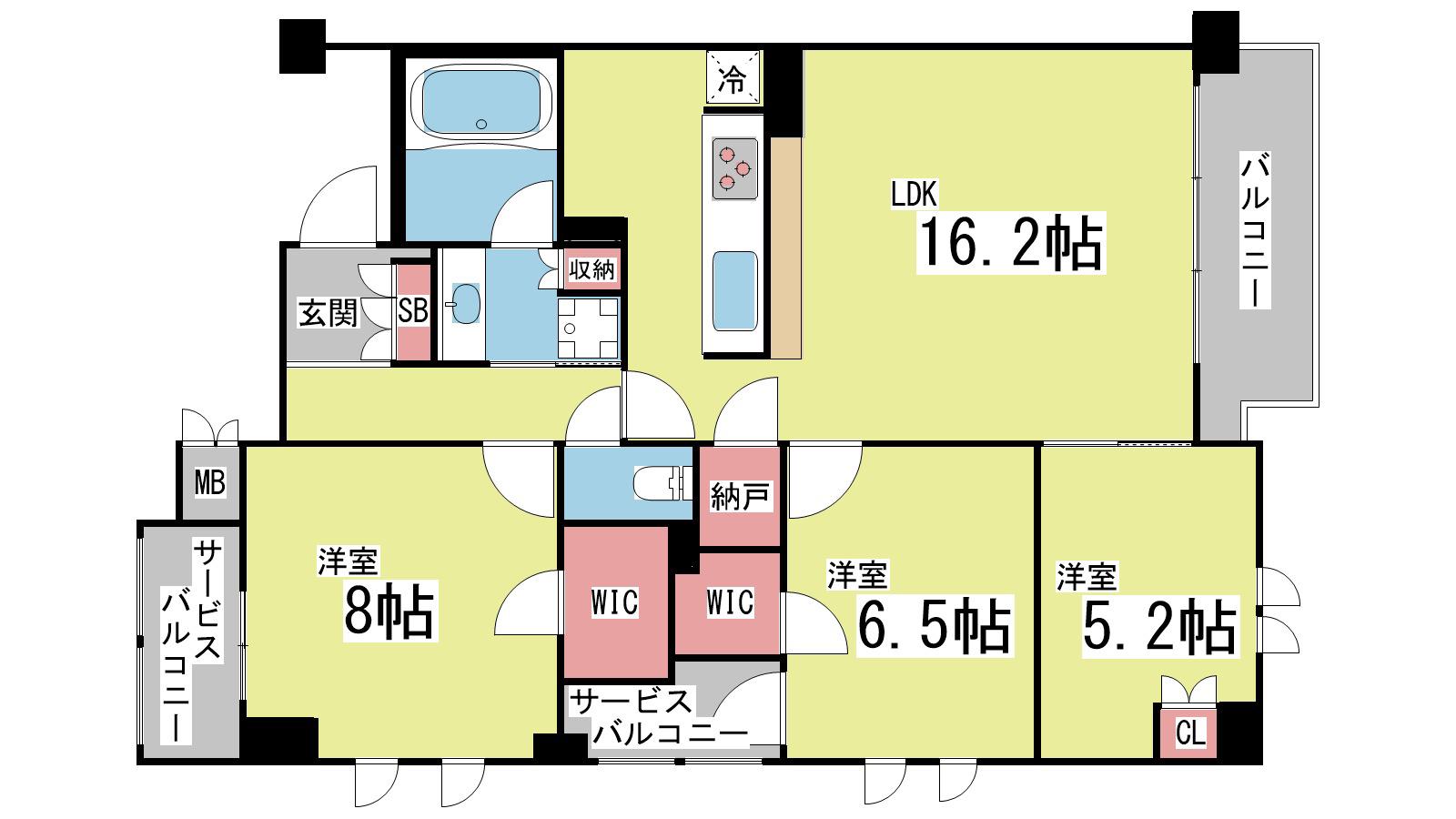 プラネソシエ御影山手イースト(3LDK/3階)の間取り写真