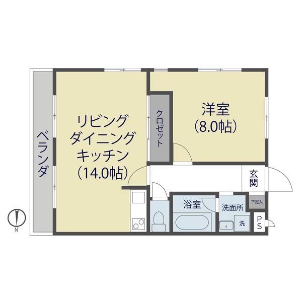 ブルグ氷川(1LDK/3階)の間取り写真