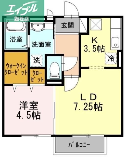 ノールヴィラージュII(1LDK/1階)の間取り写真