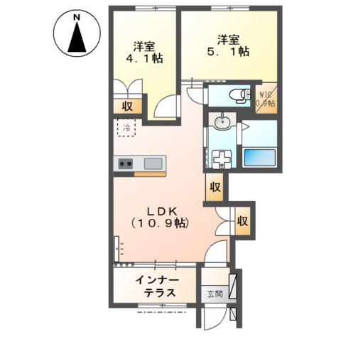 グルーヴィII(2LDK/1階)の間取り写真
