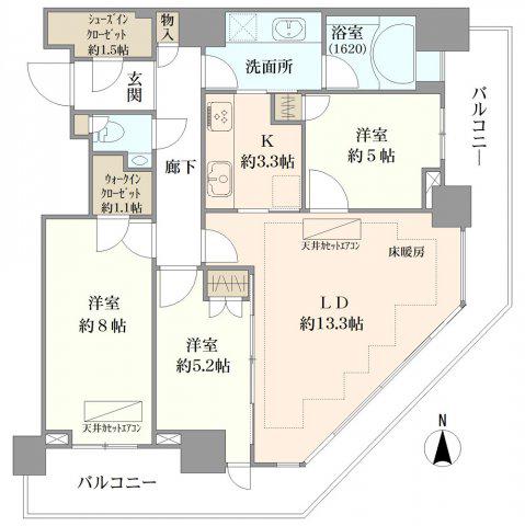 勝どきビュータワー(3LDK/42階)の間取り写真