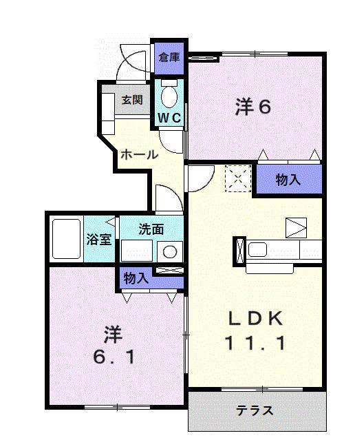 フィルグラット(2LDK/1階)の間取り写真