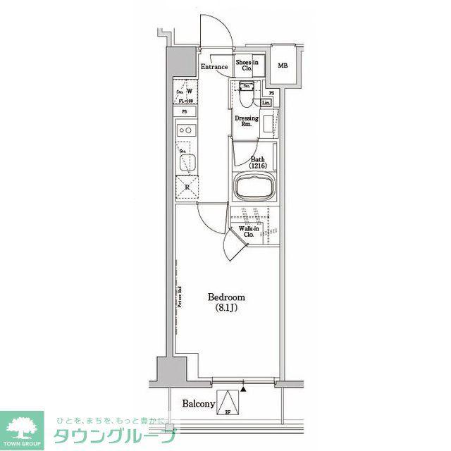 ザ・パークハビオSOHO市谷左内町(1K/2階)の間取り写真