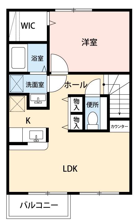 ドリーム向山(1LDK/2階)の間取り写真