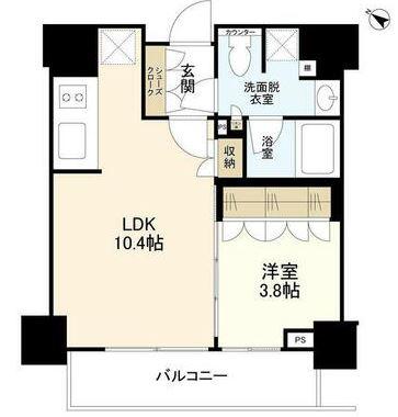 インプレストコア代官山(1LDK/8階)の間取り写真