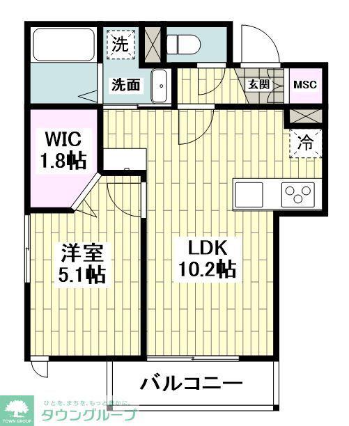 リベルテ鎌倉(1LDK/2階)の間取り写真