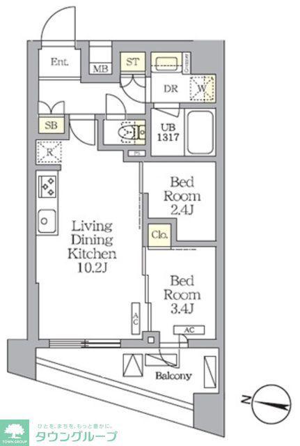NOGATA RESIDENCE(2LDK/2階)の間取り写真